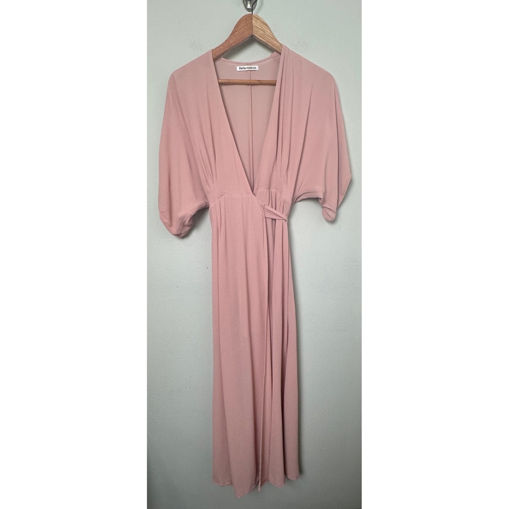 Reformation Winslow Maxi Wrap Dress in Blush Pink Size XS Ethereal Balletcore - Picture 3 of 12
